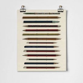 Vintage Pencils A3 Unframed Print
