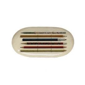Vintage Pencils Oval Enamel Trinket Tray