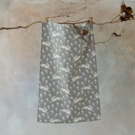 Running Hare Grey Pattern Tea Towel