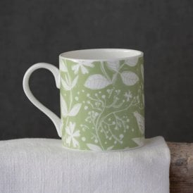 Green Hedgerow Pattern Bone China Mug