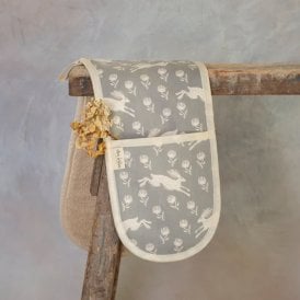 Running Hare Grey Cotton Oven Gloves