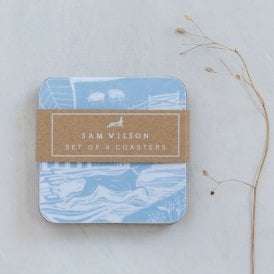 Through The Fields Duck Egg Blue Set of 4 Coasters