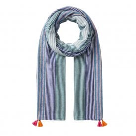 Blue Striped Lightweight Cotton Scarf