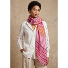 Pink Striped Lightweight Cotton Scarf