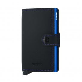 Leather Miniwallet Matte Black & Blue
