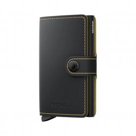 Leather Miniwallet Matte Black & Ochre