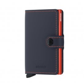 Leather Miniwallet Matte Night Blue & Orange