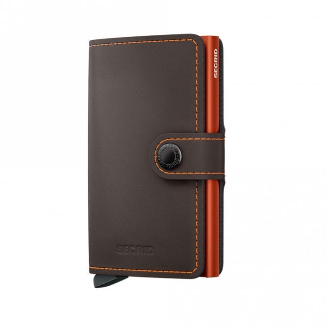 Secrid Leather Miniwallet Matte Truffle & Orange