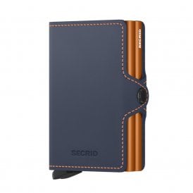 Leather Twinwallet Matte Night Blue & Orange