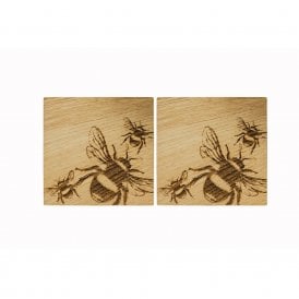 Bee Oak Coasters - Set of 2