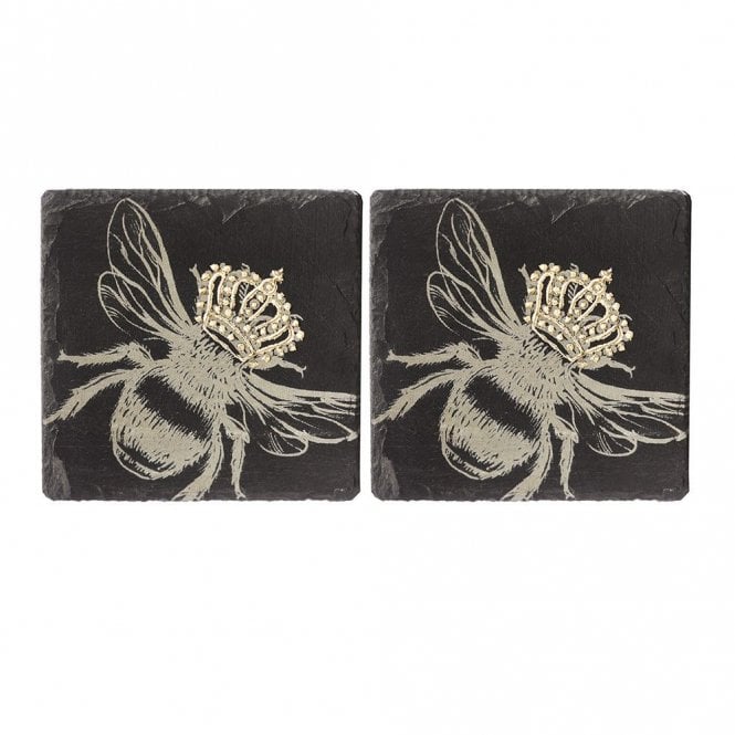 Selbrae House Crowned Bee Slate Coasters - Set of 2