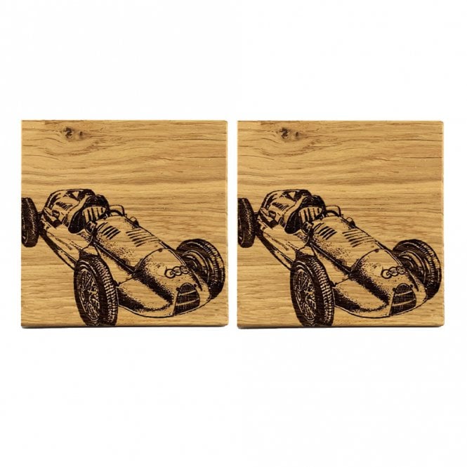 Selbrae House Racing Car Oak Coasters - Set of 2