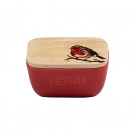 Red Robin Ceramic Butter Dish