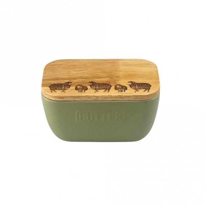 Selbrae House Sheep Top Sage Green Ceramic Butter Dish