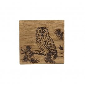 Tawny Owl Oak Coaster