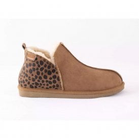 Annie Brown & Leopard Sheepskin Boot Slippers