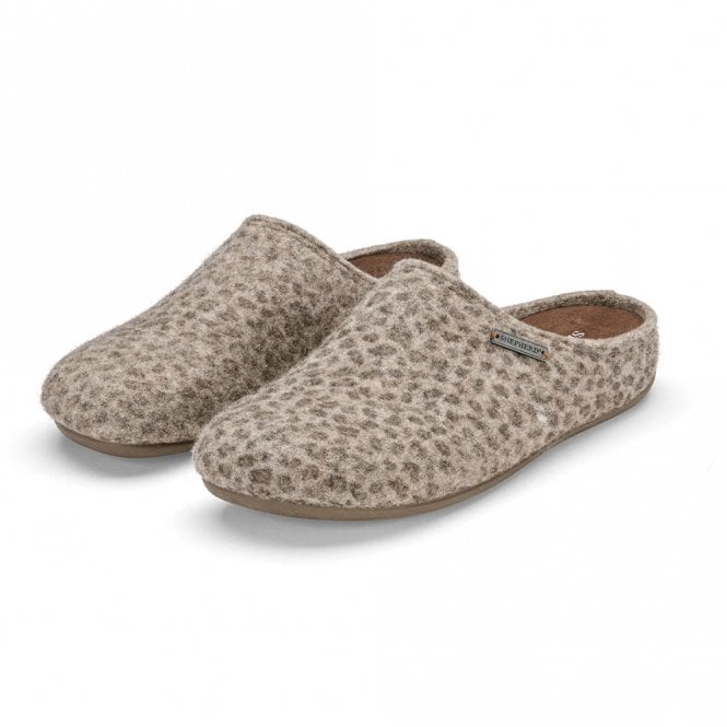 Shepherd of Sweden Cilla Leopard Wool Mix Slippers