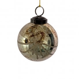 Antique Gold Garland Glass Bauble 7cm