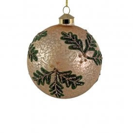 Beaded Fir Branch Glass Bauble 12cm