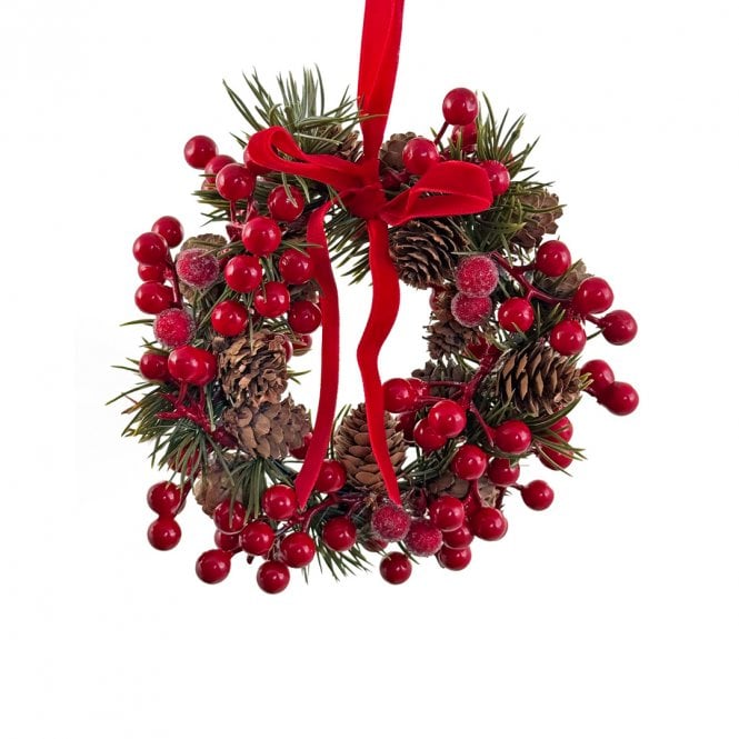 Shishi Berry Wreath with Cones & Pines 18cm
