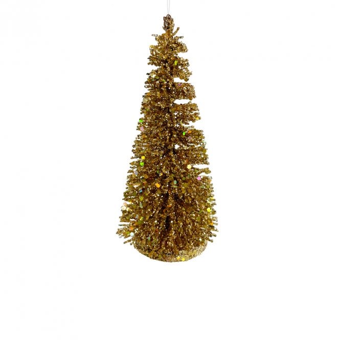 Shishi Gold Glitter Tree Ornament 10cm