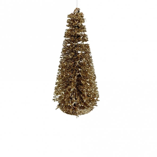 Shishi Gold Tinsel Christmas Tree Hanging Decoration