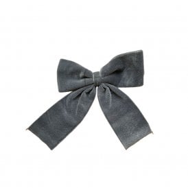 Grey Velvet Bow with Clip 13cm