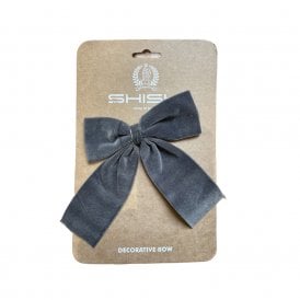 Grey Velvet Bow with Clip 13cm