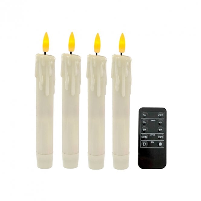 Shishi LED Ivory Dripping Candles Set of 4