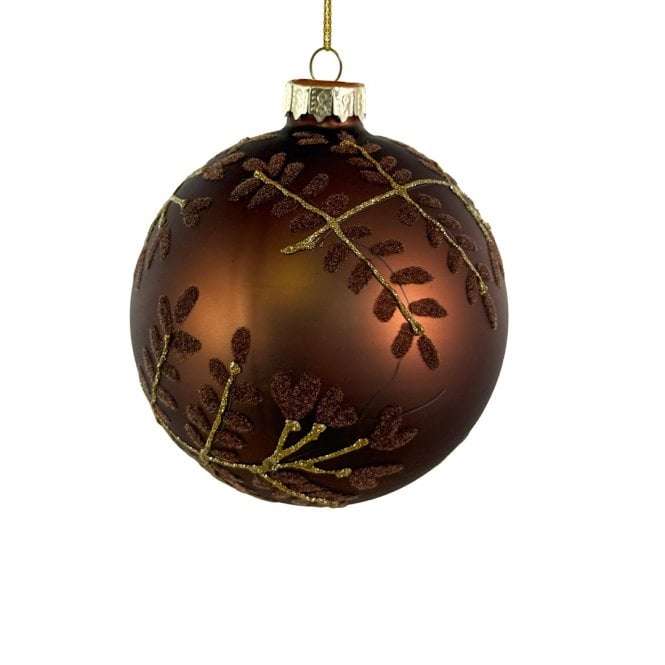 Shishi Matt Brown & Branches Glass Bauble 8cm