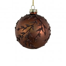 Matt Brown & Brown Branches Glass Bauble 8cm