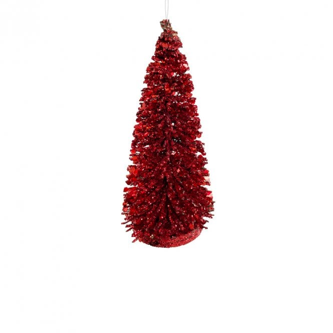Shishi Red Glitter Tree Ornament 11cm