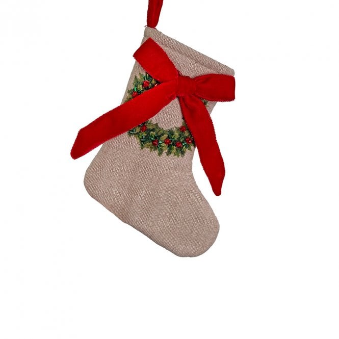 Shishi Stocking with Beaded Red Velvet Bow 16.5cm