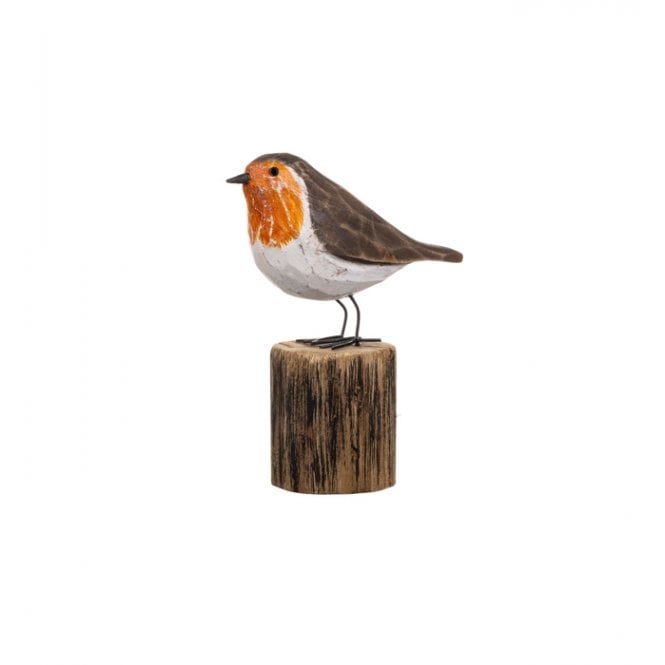 Shoeless Joe Albert Robin On Log Standing Decoration