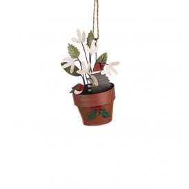 Floral Plant Pot with Hedgehog Hanging Decoration