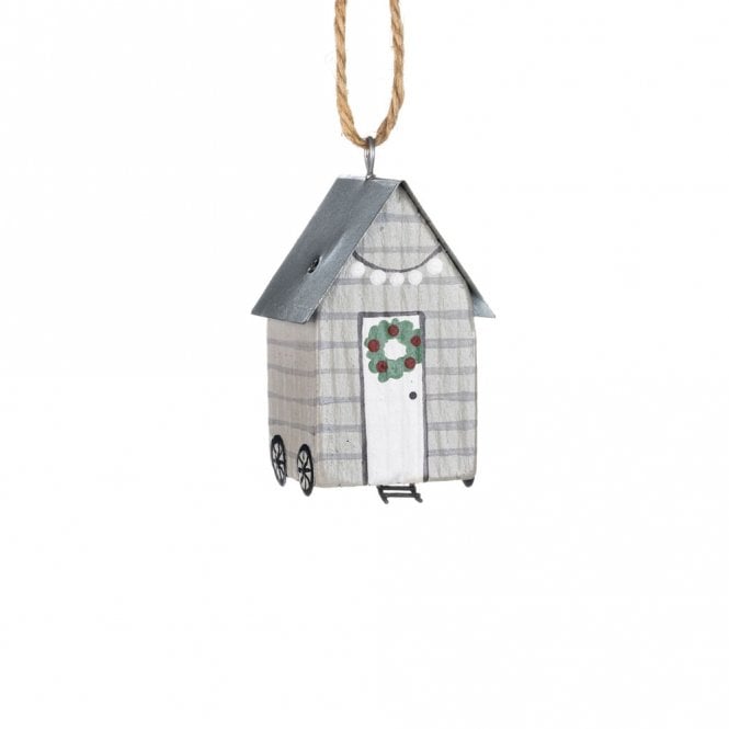 Shoeless Joe Shepherds Hut Grey Small Hanging Decoration