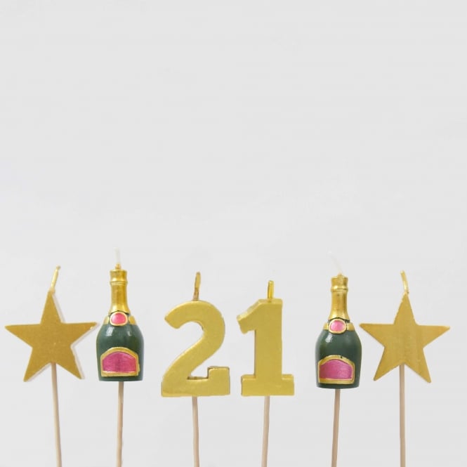 Smiling Faces 21st Birthday Candle Set