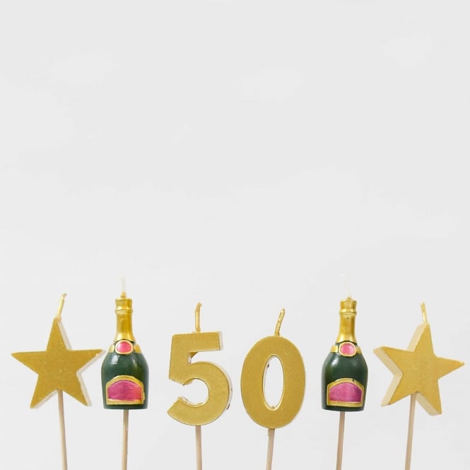 Smiling Faces 50th Birthday Candle Set