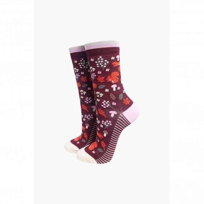 Sock Talk Berry Squirrel and Toadstool Bamboo Socks