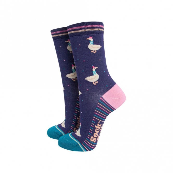 Sock Talk Navy & Teal Silly Goose Bamboo Socks