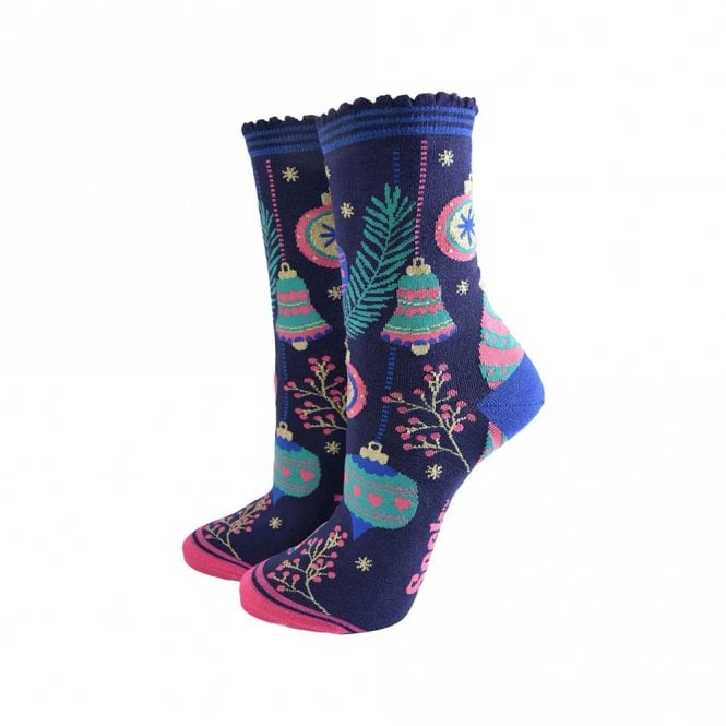 Sock Talk Pink Ornate Christmas Bauble Bamboo Socks
