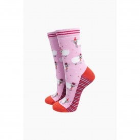 Pink Party Sheep Bamboo Socks