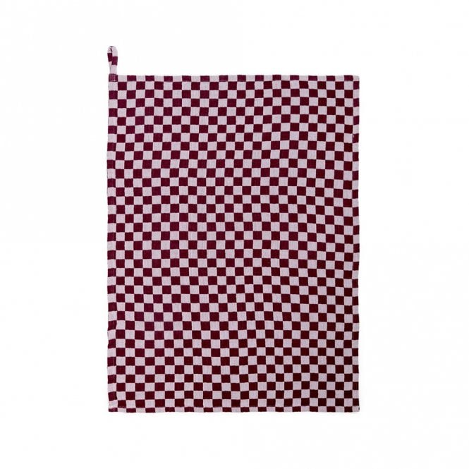 Sophie Home Burgundy Check Cotton Tea Towel