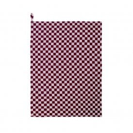 Burgundy Check Cotton Tea Towel