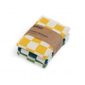 Citrus, Ink & Green Check Reusable Dishcloths - Pack of 3