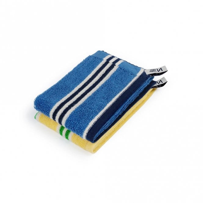 Sophie Home Cobalt Stripe Terry Toweling Face Cloth - Pack of 2