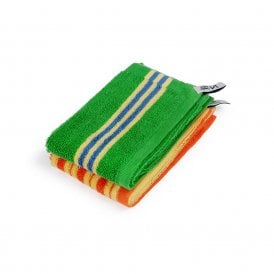 Green Stripe Terry Toweling Face Cloth - Pack of 2