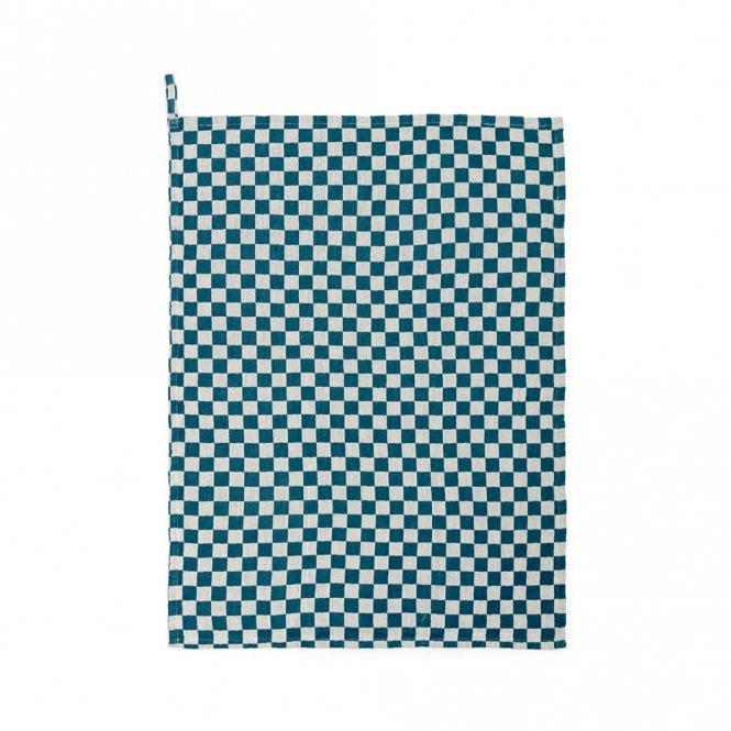Sophie Home Teal Check Cotton Tea Towel