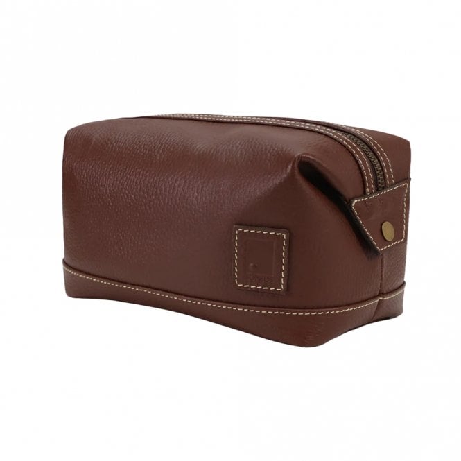 Sophos Lifestyle Attire Colour-Block Brown Leather Stitched Washbag