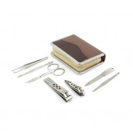 Brown Saffiano Medium-Sized Manicure Set